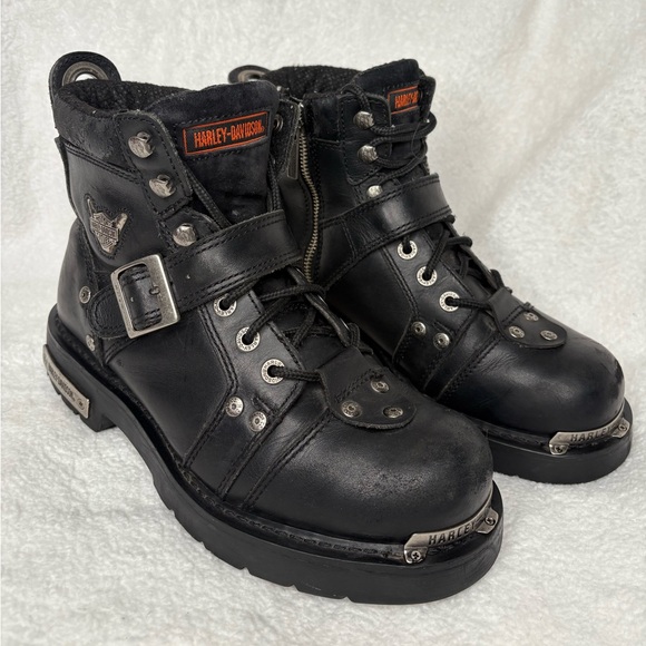 Harley-Davidson Other - Harley-Davidson Brake Buckle Black Leather Motorcycle Boots